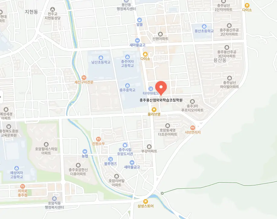 호암동 중간고사학원 학원 위치